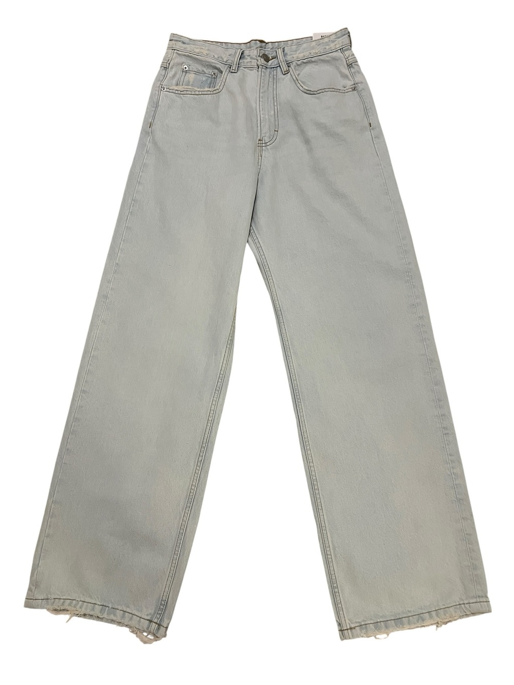 Zara Men's 100% Cotton Baggy Fit Straight Leg Casual Light Blue Jeans- 29